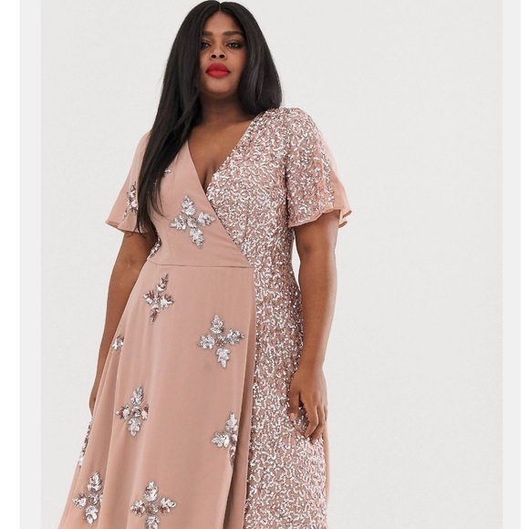 ASOS CURVE 14 Maya Deluxe embellished midi dress with contrast sequin - Picture 6 of 15